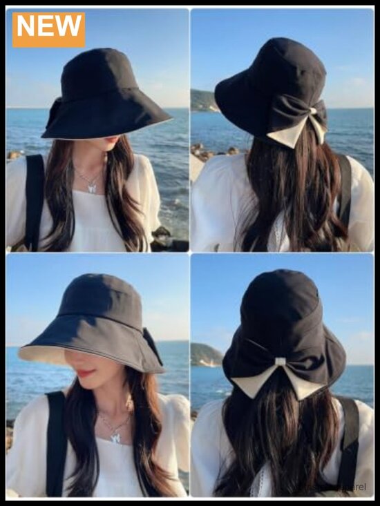 UPF50+ Packable Wide Brim Sun Hat with Bow Decoration for Travel main image 4